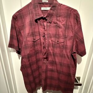 Calvin Klein Men's Burgundy Plaid Shirt